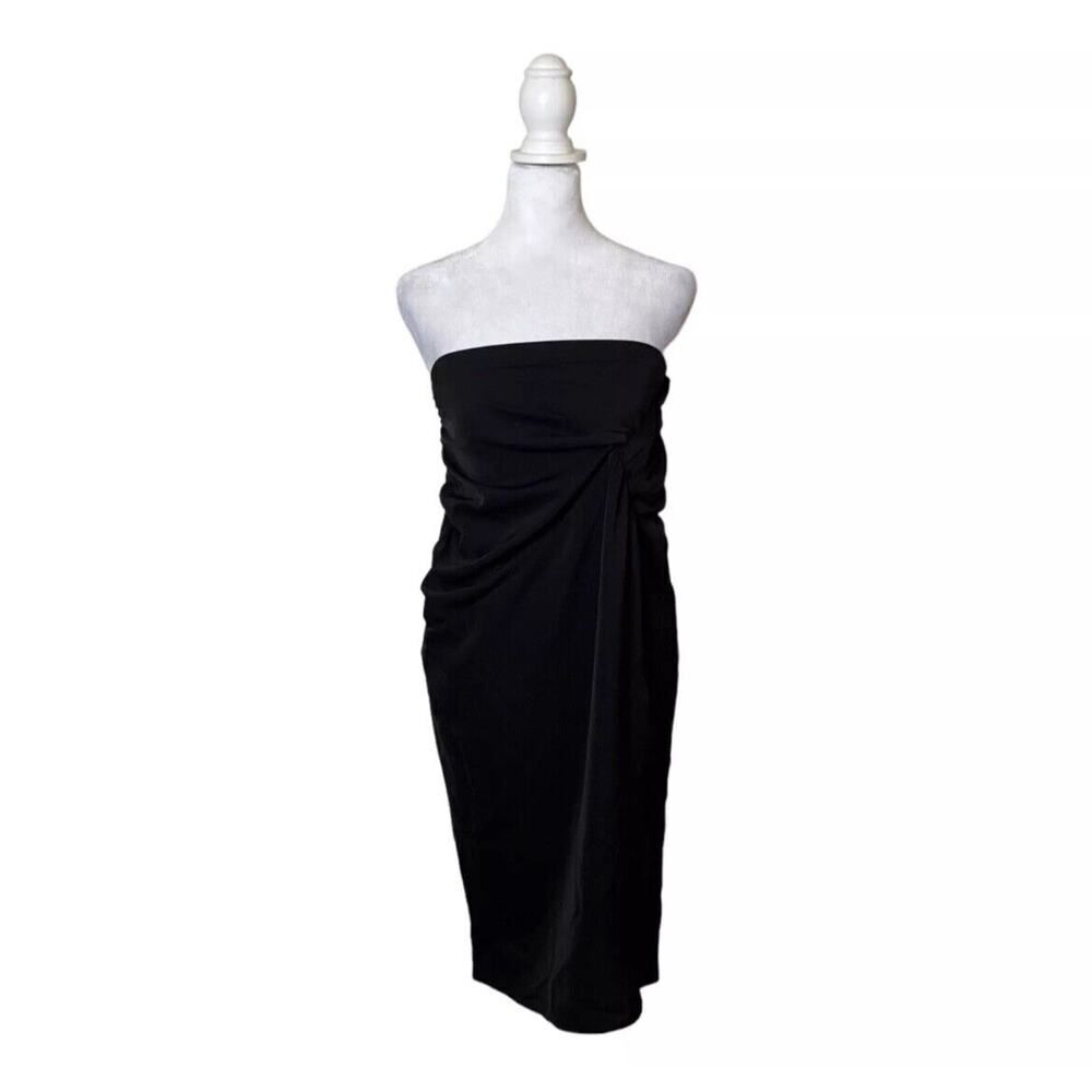 Zara Strapless Black Wrap Style Dress Designer Womens US Size Small EUC